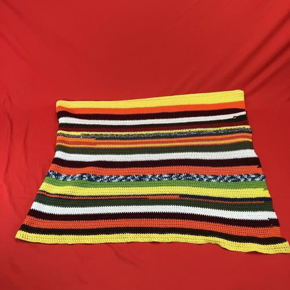 Vintage Granny Crochet Table Runner / Sofa‎ Throw Handmade Multicolor 65x25